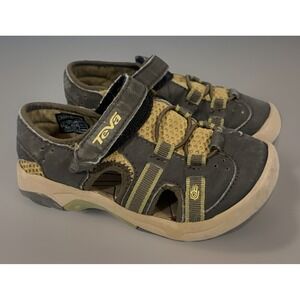 TEVA Toddler Sz 8 green close toe sandals kids boys girls summer camp camping